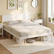 Sturdy Wooden Bed Frame with Headboard and Slat Support-Simple Bed Frame-DECOROLALA