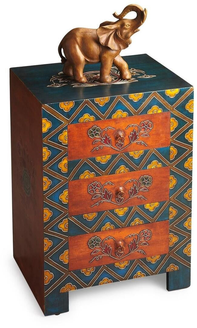 Stylish Hand Painted 3 Drawer Accent Cabinet-Cabinets-DECOROLALA