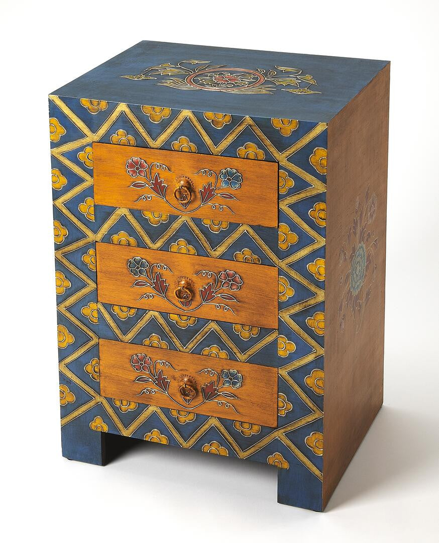 Stylish Hand Painted 3 Drawer Accent Cabinet-Cabinets-DECOROLALA