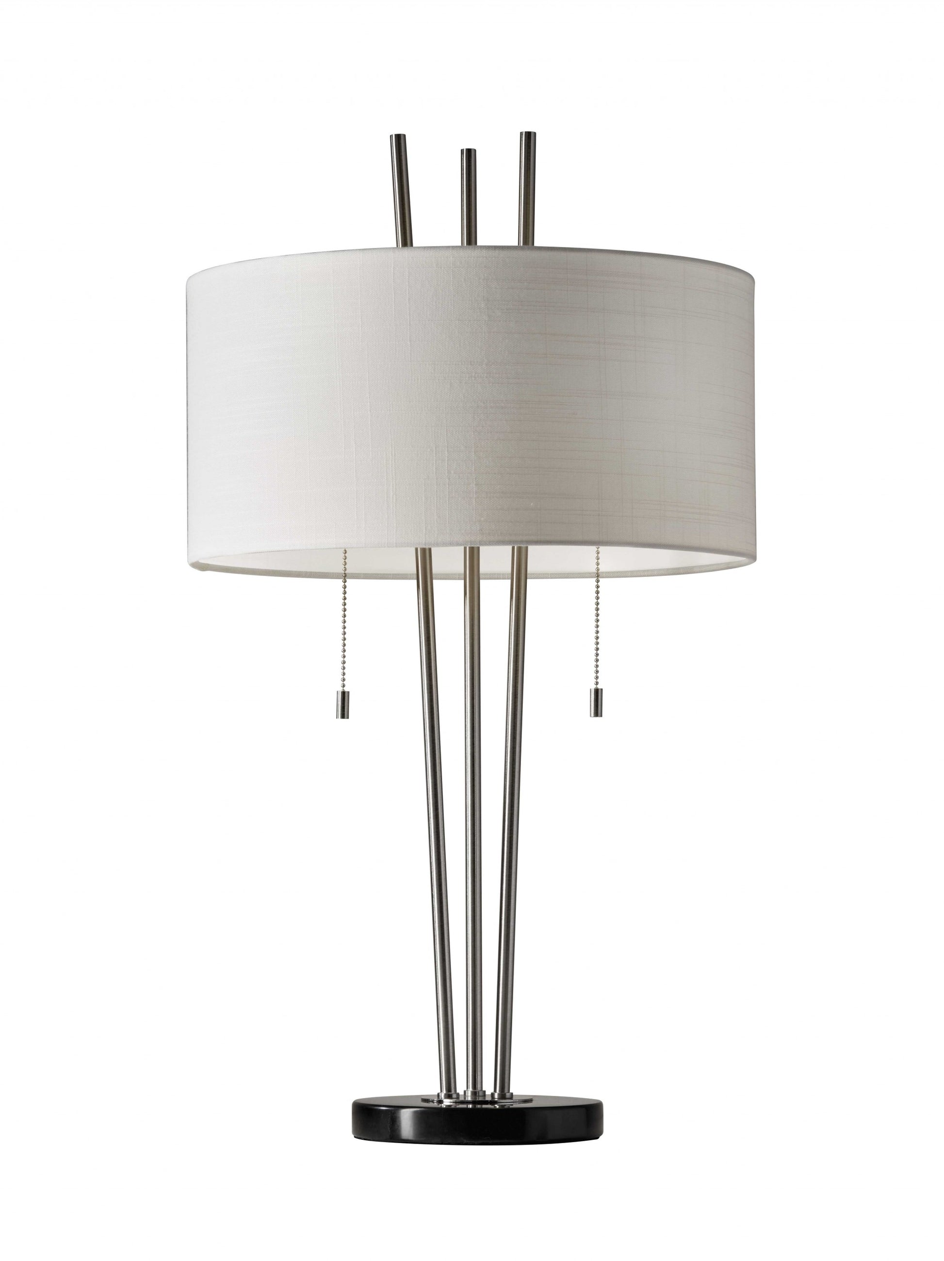 Stylish Triple Pole Brushed Steel Metal Table Lamp-Table Lamps-DECOROLALA