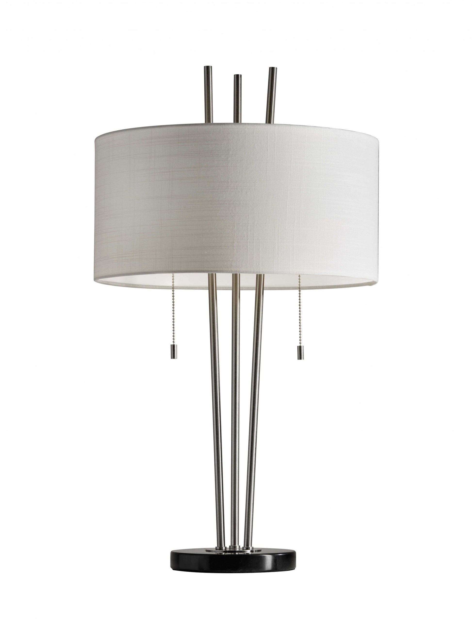 Stylish Triple Pole Brushed Steel Metal Table Lamp-Table Lamps-DECOROLALA