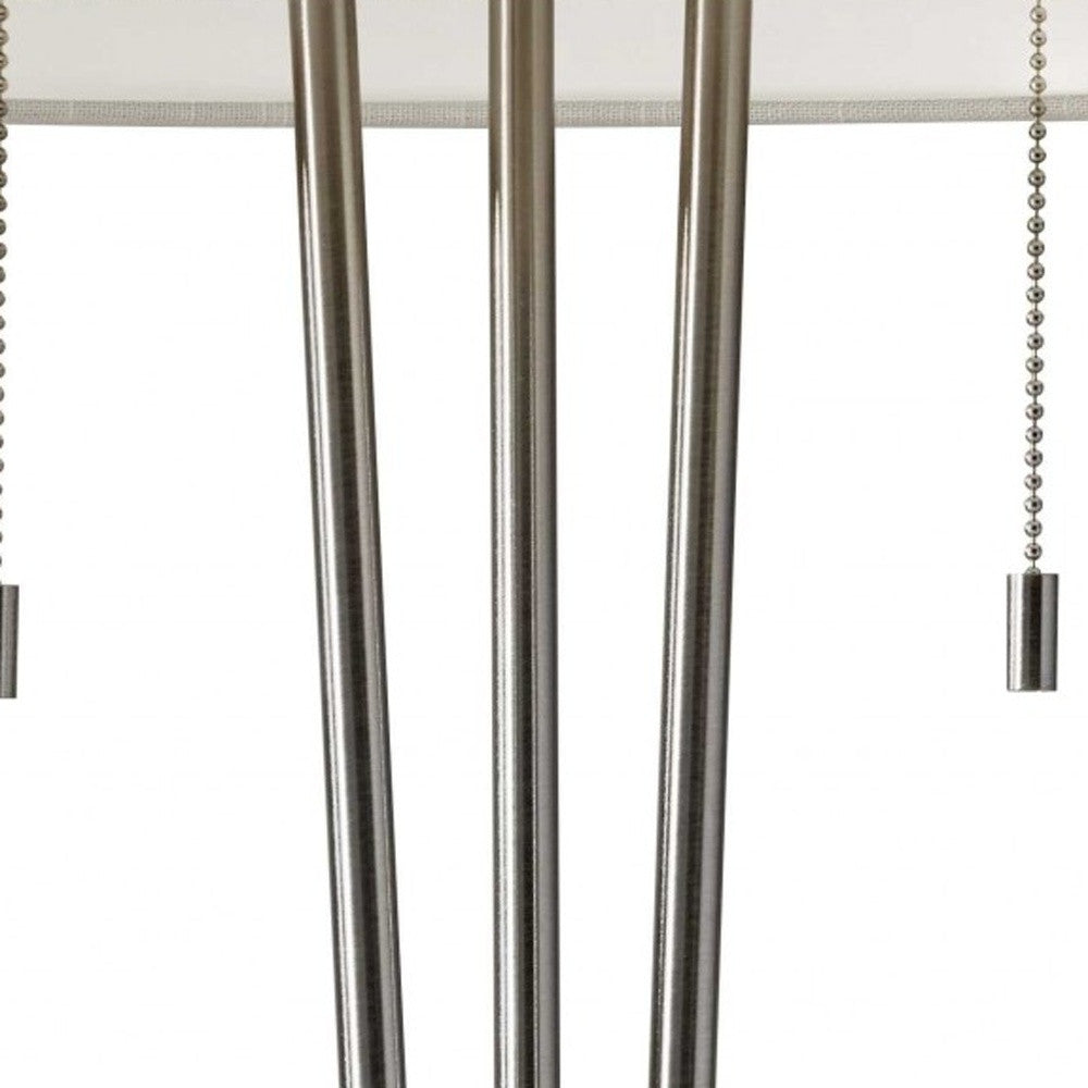 Stylish Triple Pole Brushed Steel Metal Table Lamp-Table Lamps-DECOROLALA