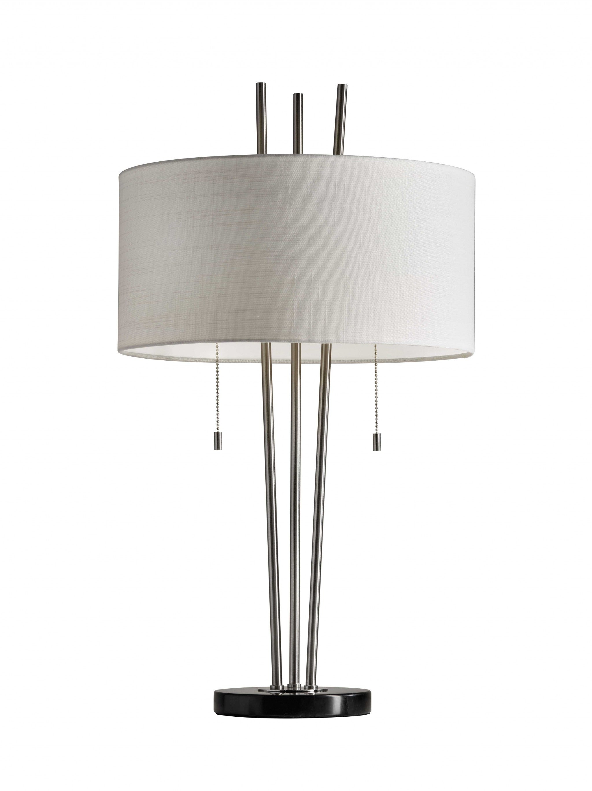 Stylish Triple Pole Brushed Steel Metal Table Lamp-Table Lamps-DECOROLALA