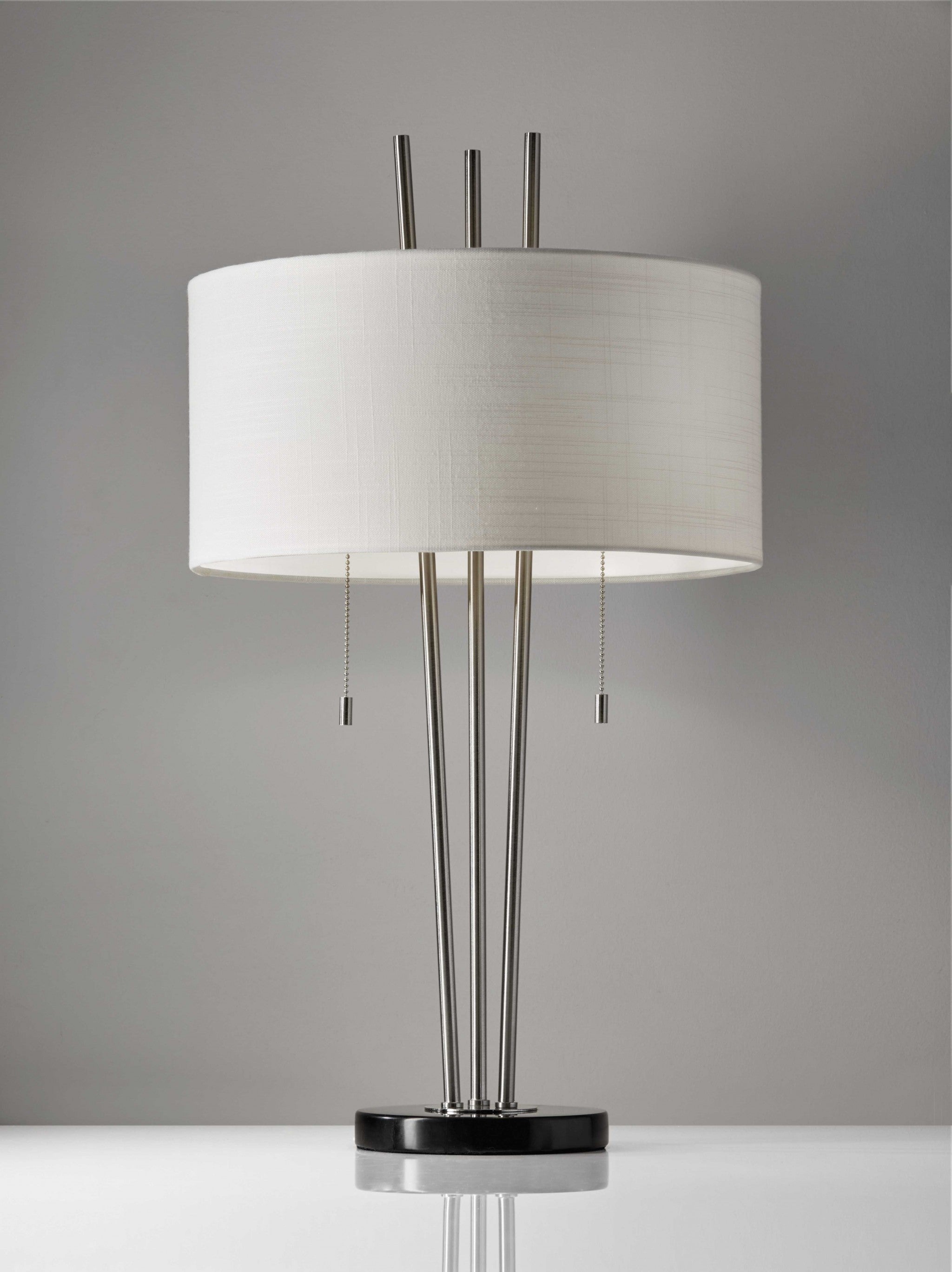 Stylish Triple Pole Brushed Steel Metal Table Lamp-Table Lamps-DECOROLALA