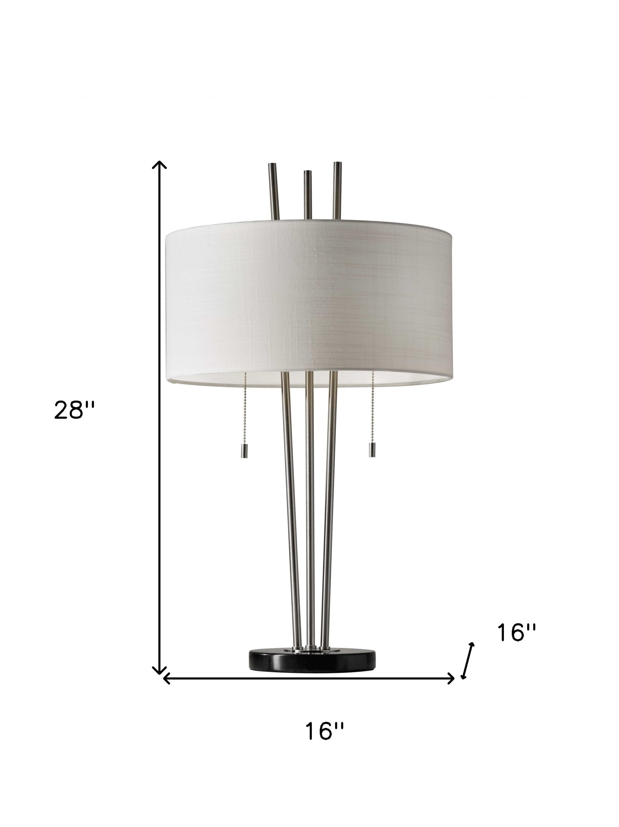 Stylish Triple Pole Brushed Steel Metal Table Lamp-Table Lamps-DECOROLALA