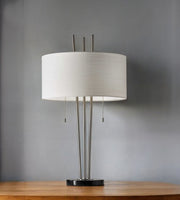 Stylish Triple Pole Brushed Steel Metal Table Lamp-Table Lamps-DECOROLALA