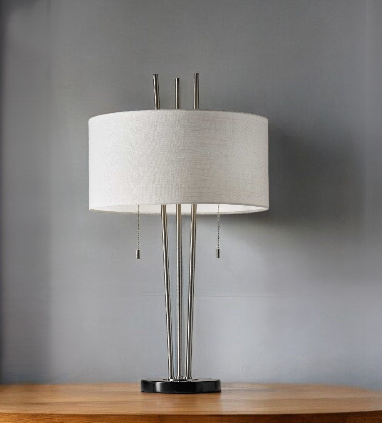 Stylish Triple Pole Brushed Steel Metal Table Lamp-Table Lamps-DECOROLALA