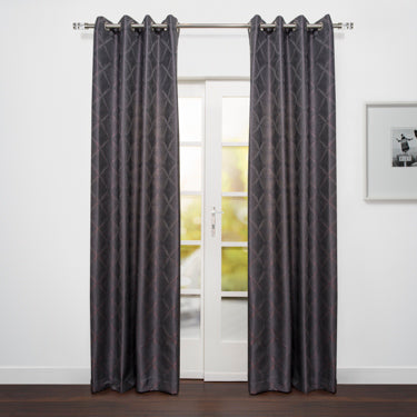 Sumatra Elegant Jacquard Diamond Design Light Filtering Grommet Curtain-Curtains-DECOROLALA