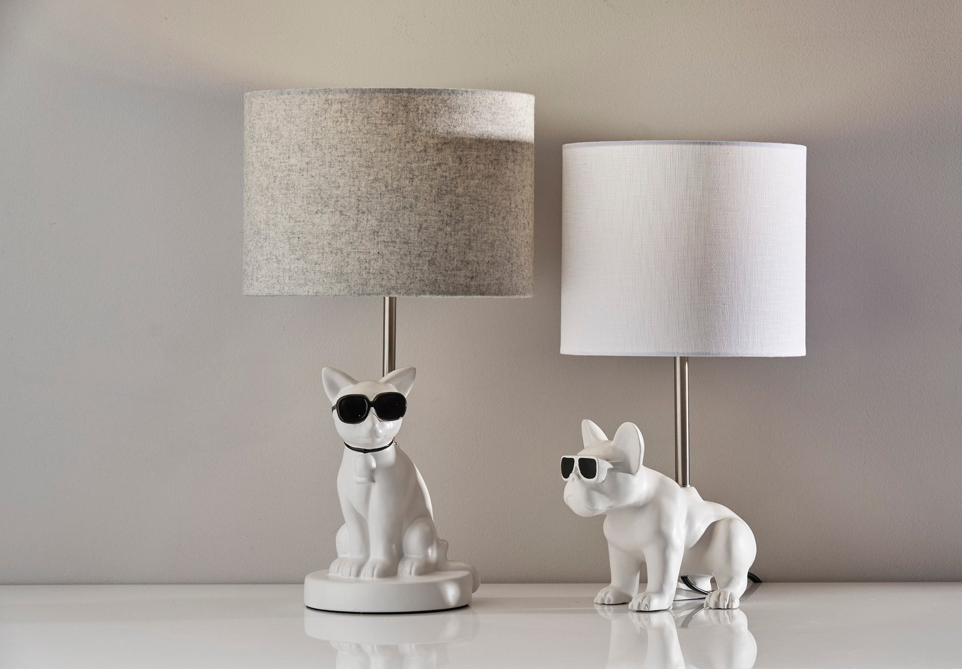 Sunny Cat Table Lamp - White Resin-Lighting-DECOROLALA