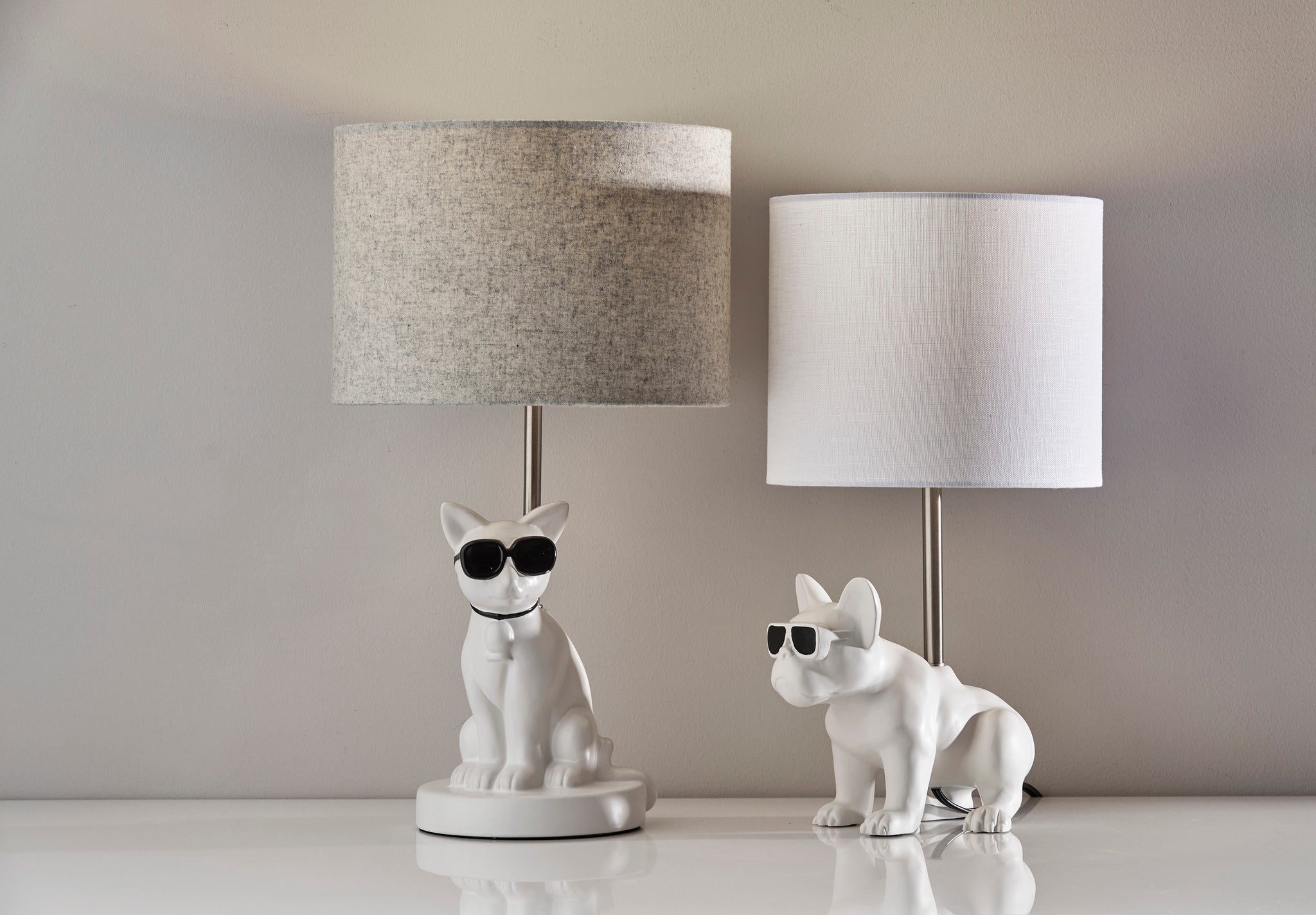 Sunny Cat Table Lamp - White Resin-Lighting-DECOROLALA