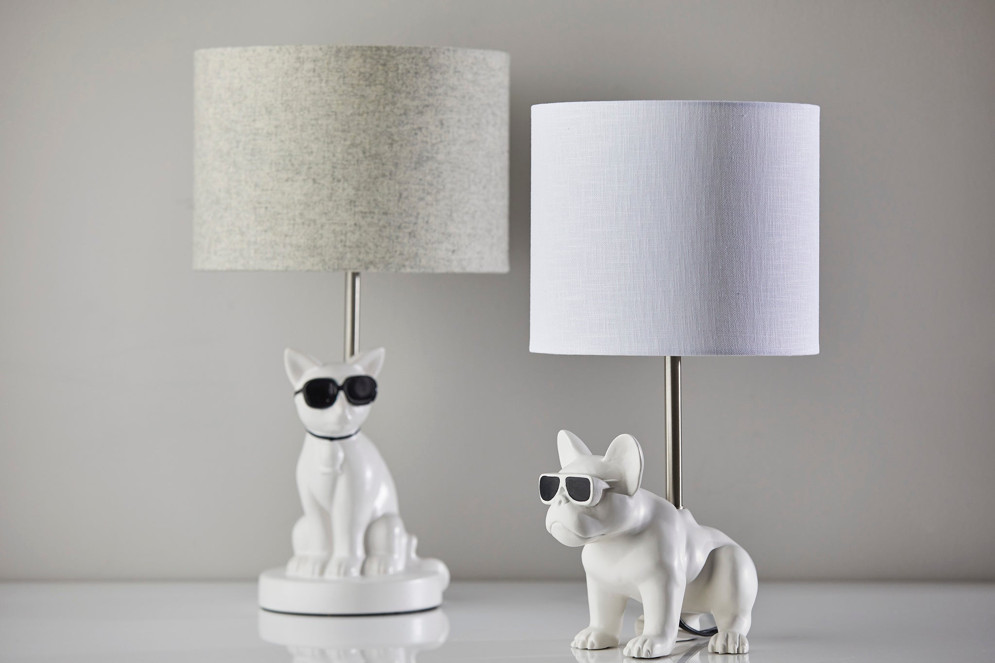 Sunny Cat Table Lamp - White Resin-Lighting-DECOROLALA
