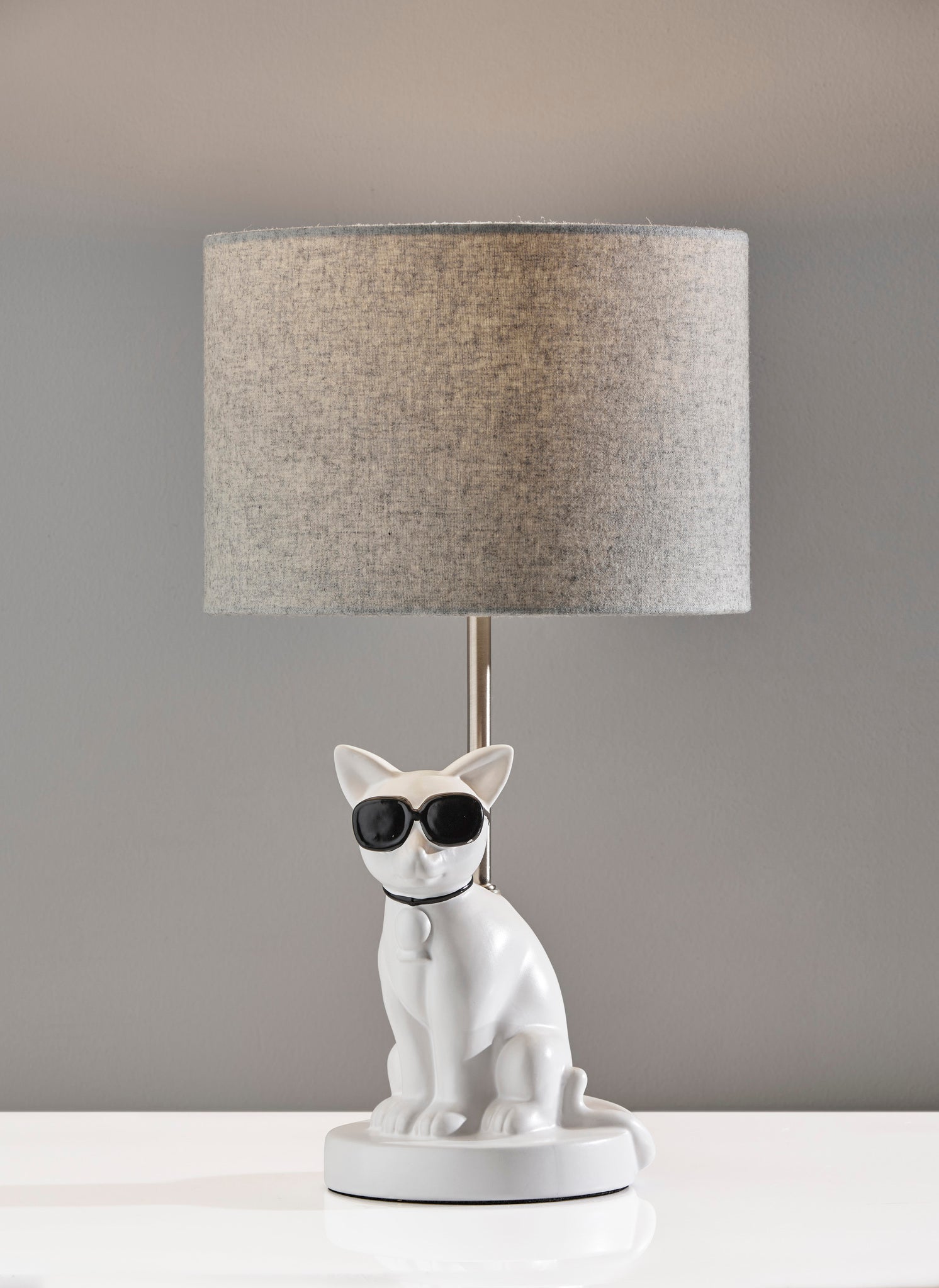 Sunny Cat Table Lamp - White Resin-Lighting-DECOROLALA