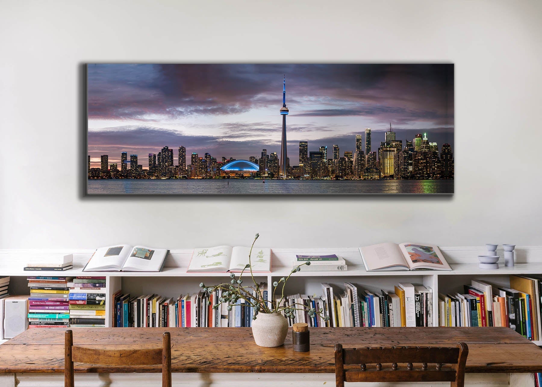 Sunset of Toronto, CN tower, Roger Center-Cities Skyline-RGB varnish-Wall Art-DECOROLALA