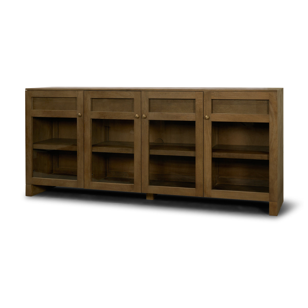 Suri Light Brown Wood Sideboard with Glass Doors-Sideboards & Buffets-DECOROLALA