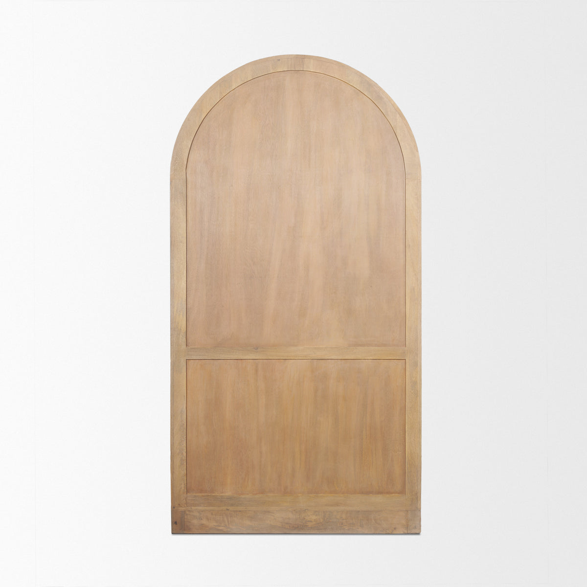Suri Light Brown Wood W/Glass Doors Arched Curio Cabinet-Cabinets-DECOROLALA