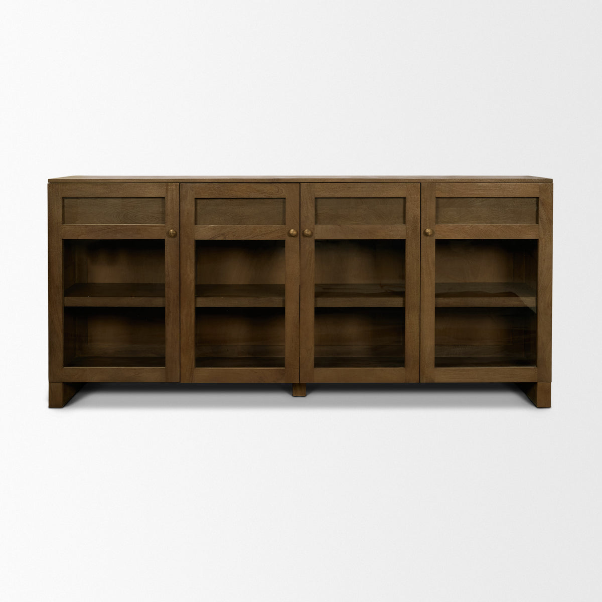 Suri Light Brown Wood w/ Glass Doors Sideboard-Sideboards & Buffets-DECOROLALA