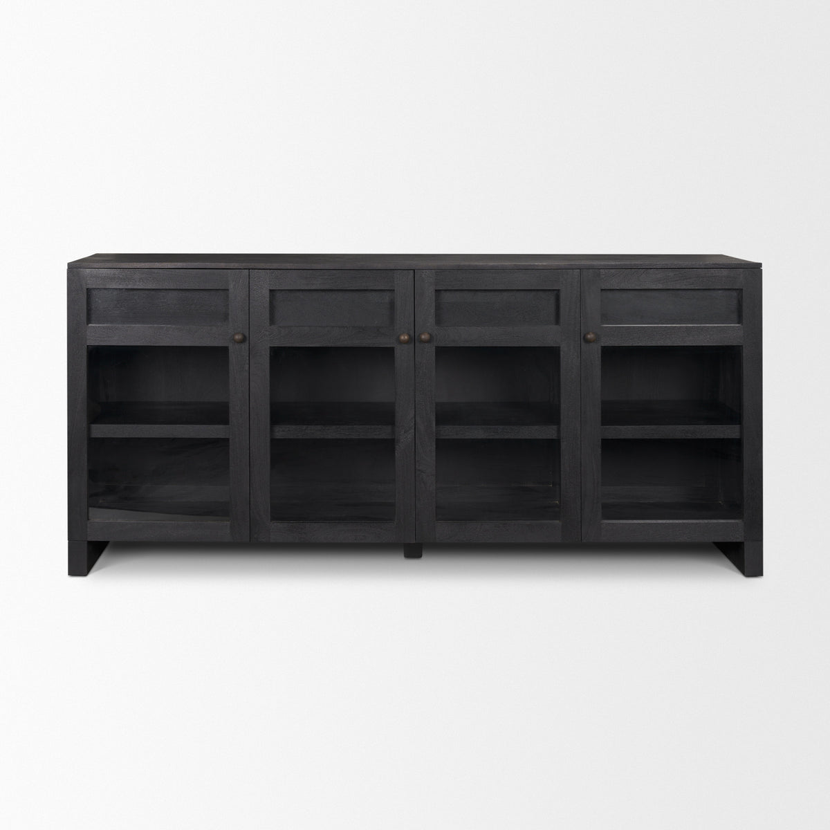 Suri Light Brown Wood w/ Glass Doors Sideboard-Sideboards & Buffets-DECOROLALA