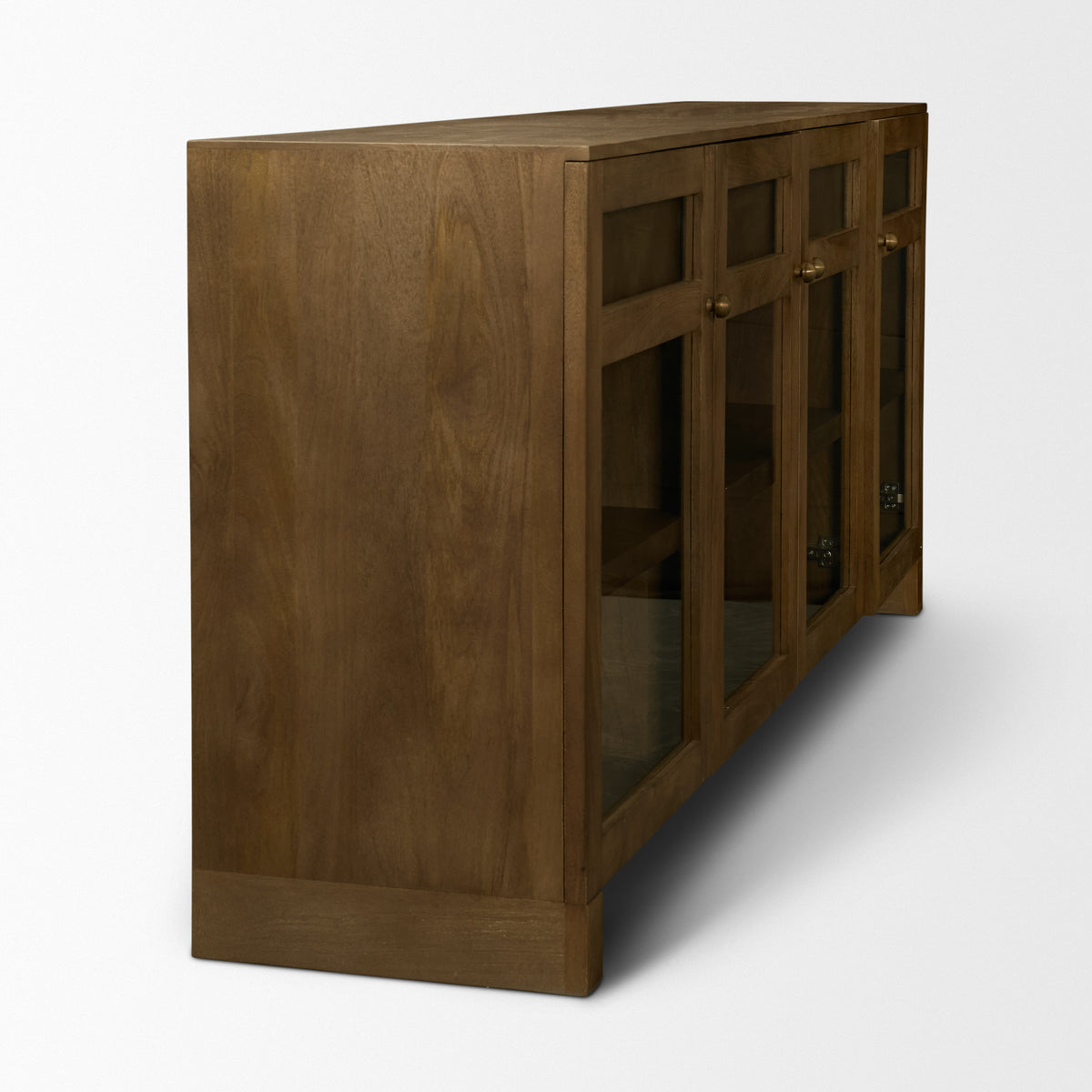 Suri Light Brown Wood w/ Glass Doors Sideboard-Sideboards & Buffets-DECOROLALA