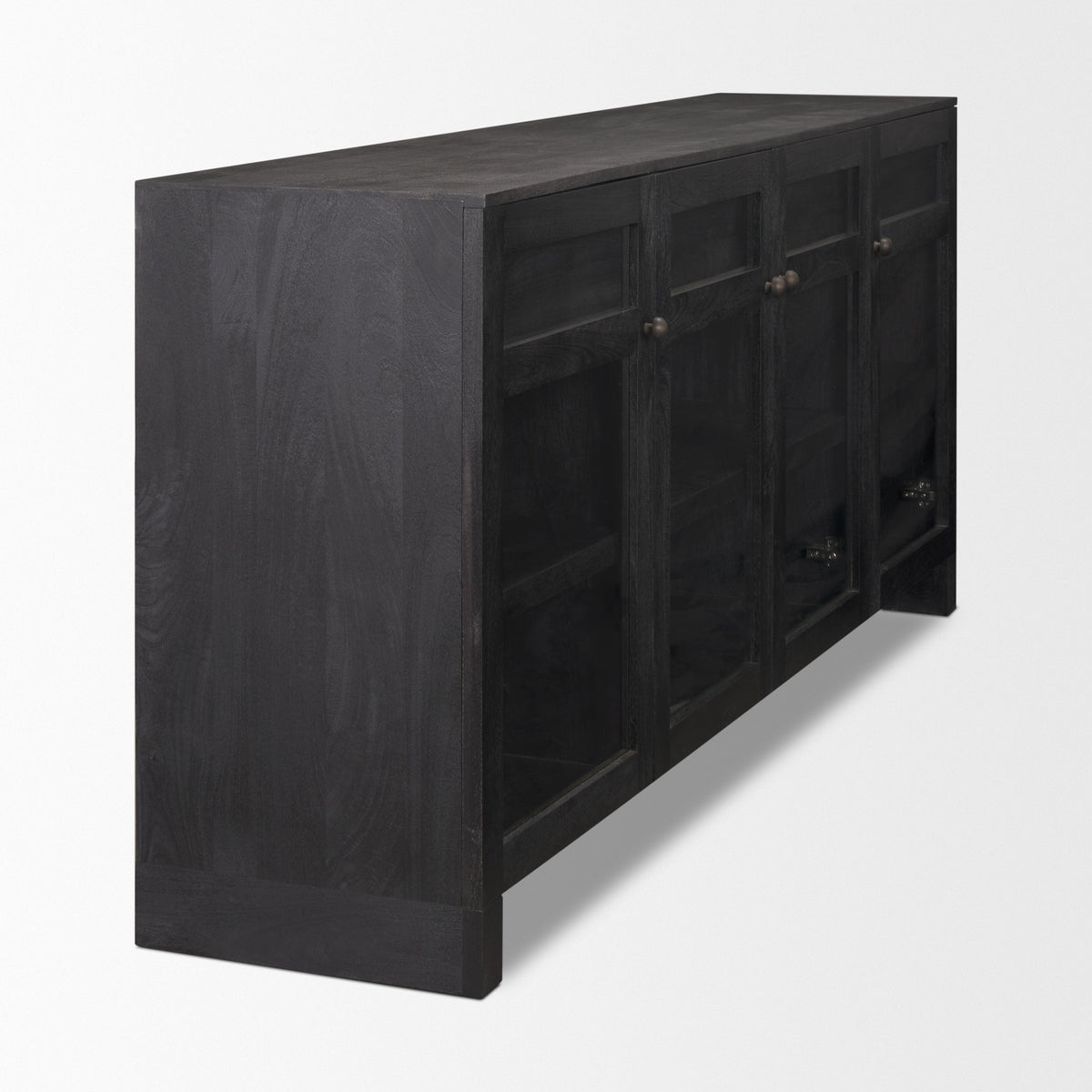 Suri Light Brown Wood w/ Glass Doors Sideboard-Sideboards & Buffets-DECOROLALA