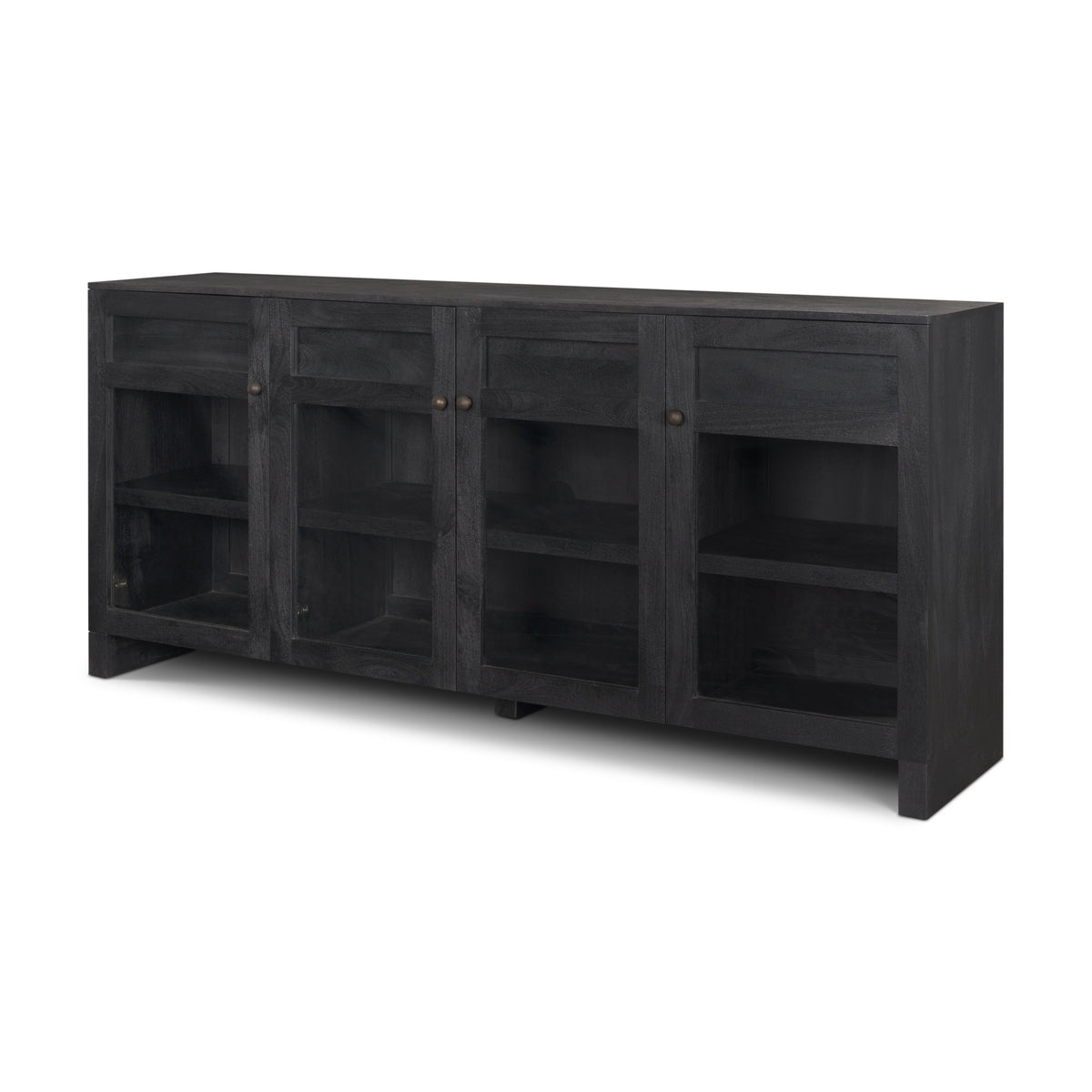 Suri Light Brown Wood w/ Glass Doors Sideboard-Sideboards & Buffets-DECOROLALA