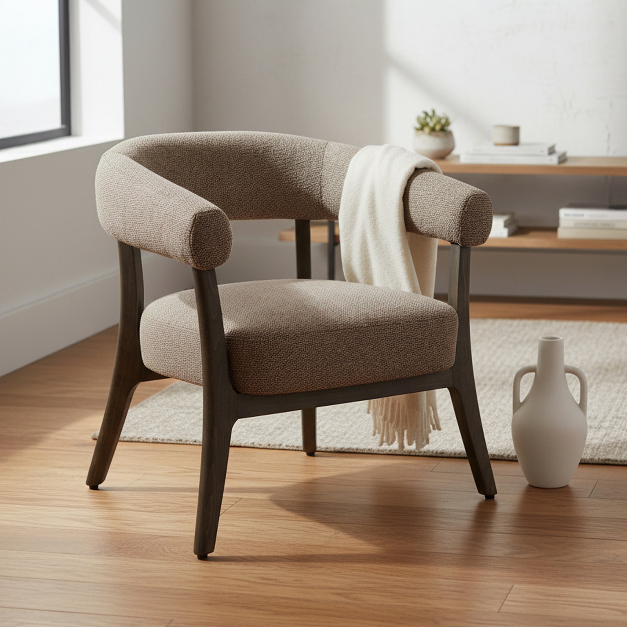 Surin Accent Armchair - Brown Plush Side Chair-DECOROLALA
