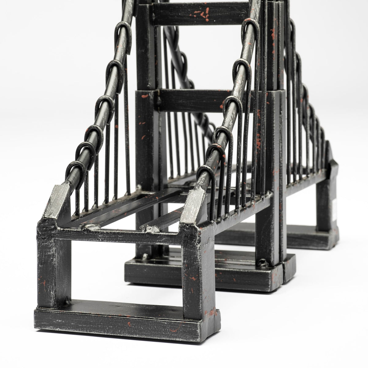 Suspension Set of 2 19L x 4W Brown Wrought Iron Suspension Bridge Bookends-Bookends-DECOROLALA