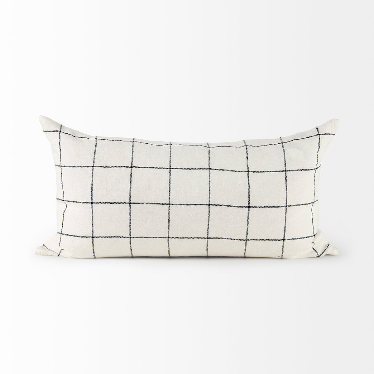 Suzanne 14x26 White/Black Square Pattern Pillow Cover-Decorative Pillows-DECOROLALA