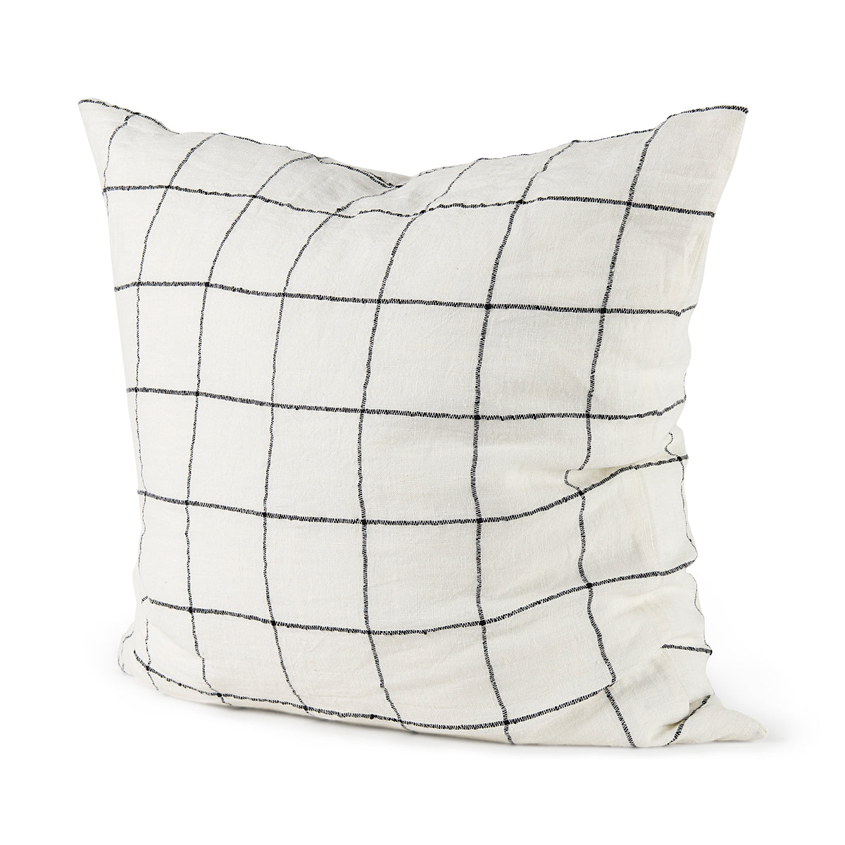 Suzanne 22 x 22 White/Black Square Pattern Pillow Cover-Decorative Pillows-DECOROLALA