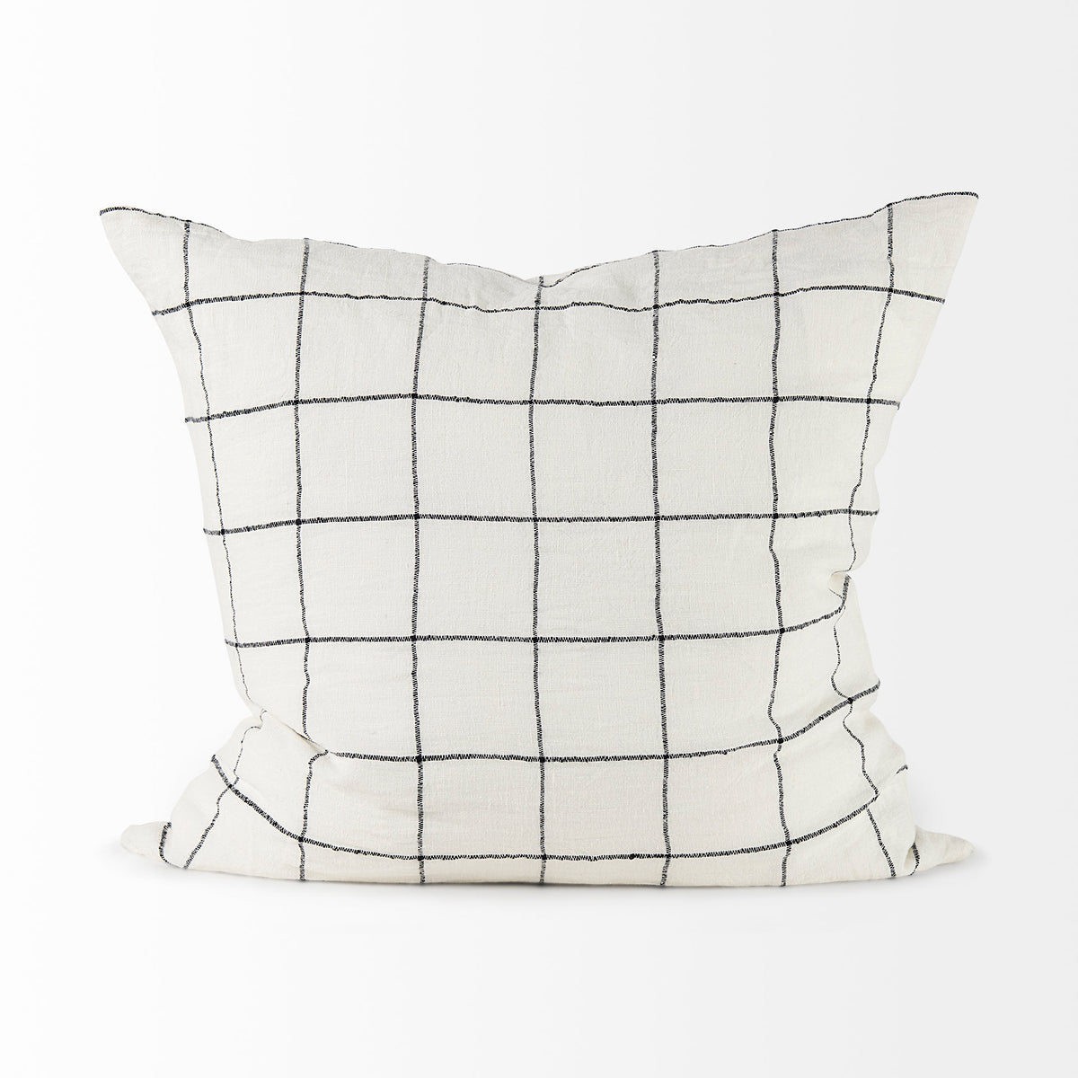 Suzanne 22 x 22 White/Black Square Pattern Pillow Cover-Decorative Pillows-DECOROLALA