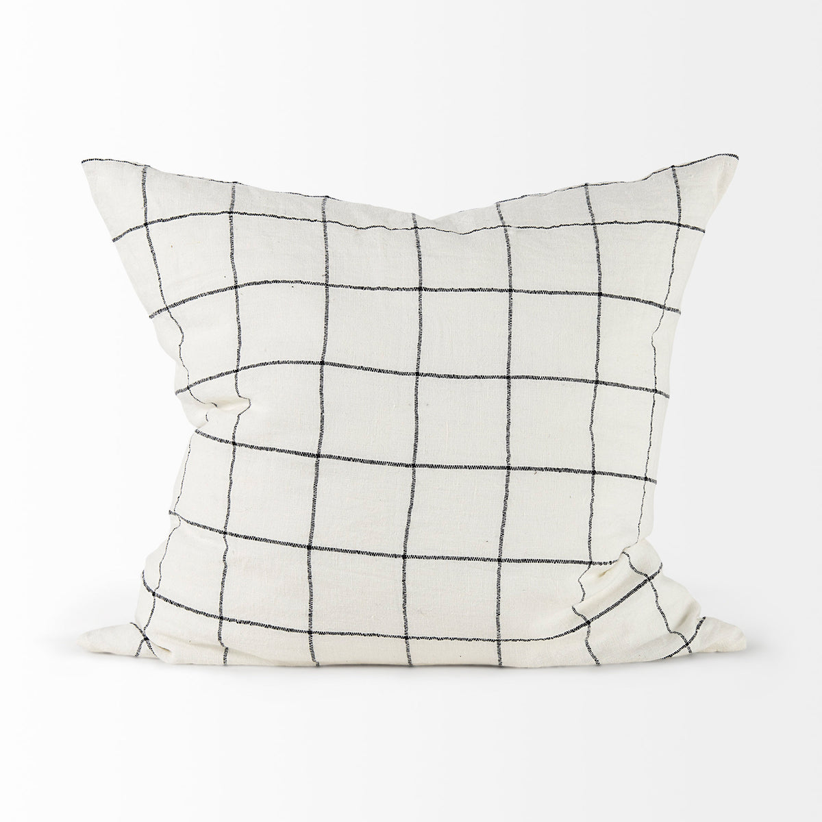 Suzanne 22 x 22 White/Black Square Pattern Pillow Cover-Decorative Pillows-DECOROLALA