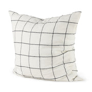 Suzanne 22x22 White/Black Square Pattern Pillow Cover w/Filler-Decorative Pillows-DECOROLALA