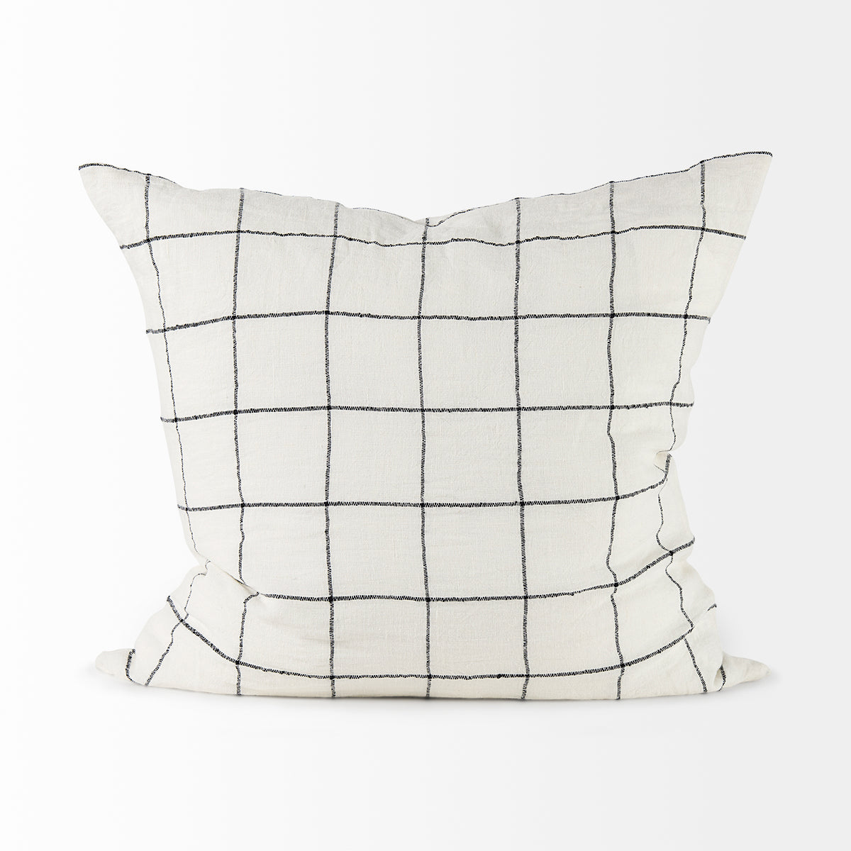Suzanne 22x22 White/Black Square Pattern Pillow Cover w/Filler-Decorative Pillows-DECOROLALA
