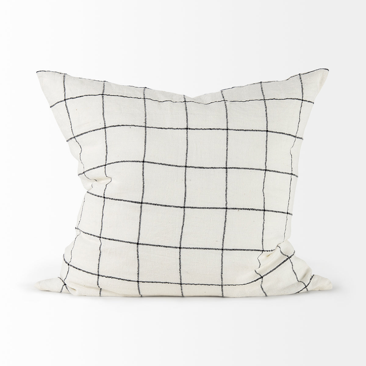 Suzanne 22x22 White/Black Square Pattern Pillow Cover w/Filler-Decorative Pillows-DECOROLALA