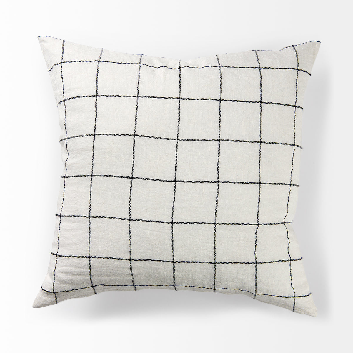 Suzanne 22x22 White/Black Square Pattern Pillow Cover w/Filler-Decorative Pillows-DECOROLALA