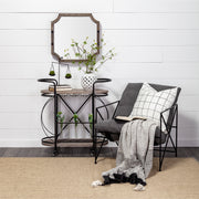 Suzanne 22x22 White/Black Square Pattern Pillow Cover w/Filler-Decorative Pillows-DECOROLALA