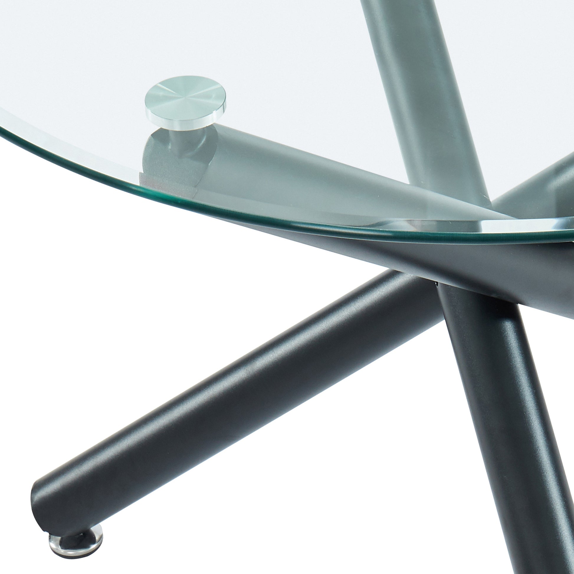 Suzette Dining Table - 40" Round Black Glass Top-DECOROLALA