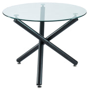 Suzette Dining Table - 40" Round Black Glass Top-DECOROLALA