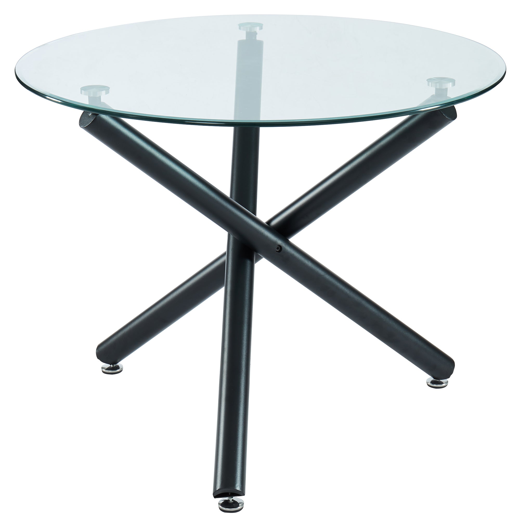 Suzette Dining Table - 40" Round Black Glass Top-DECOROLALA