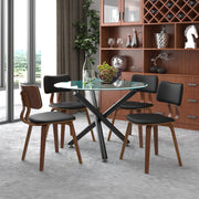 Suzette Zuni 5-Piece Dining Set - Glass Top & Walnut Finish-DECOROLALA