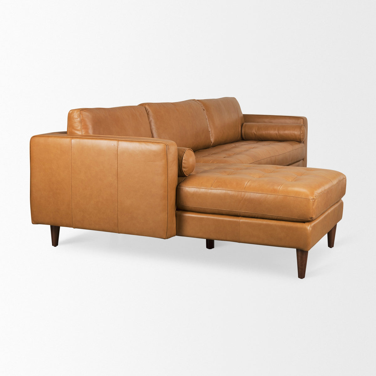 Svend 111.4L x 68.0W x 33.9H Tan Leather Left Chaise Sectional Sofa-Sofa & Sectionals-DECOROLALA