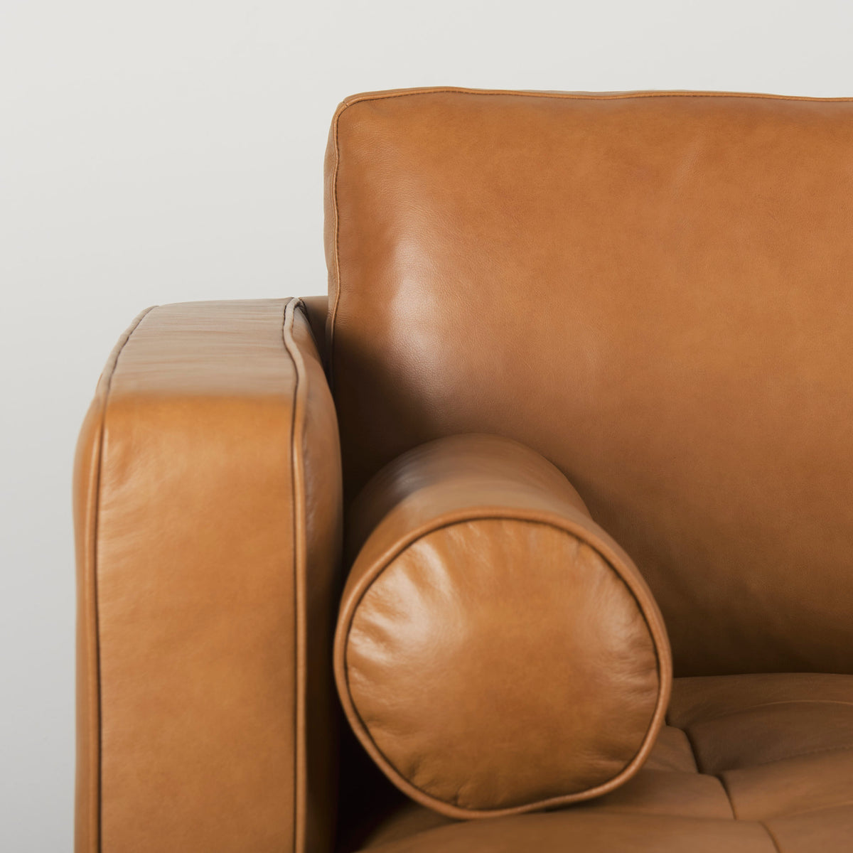 Svend 111.4L x 68.0W x 33.9H Tan Leather Left Chaise Sectional Sofa-Sofa & Sectionals-DECOROLALA