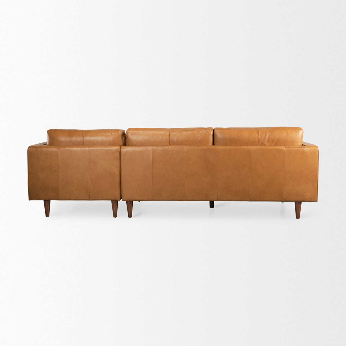 Svend 111.4L x 68.0W x 33.9H Tan Leather Right Chaise Sectional Sofa-Sofa & Sectionals-DECOROLALA