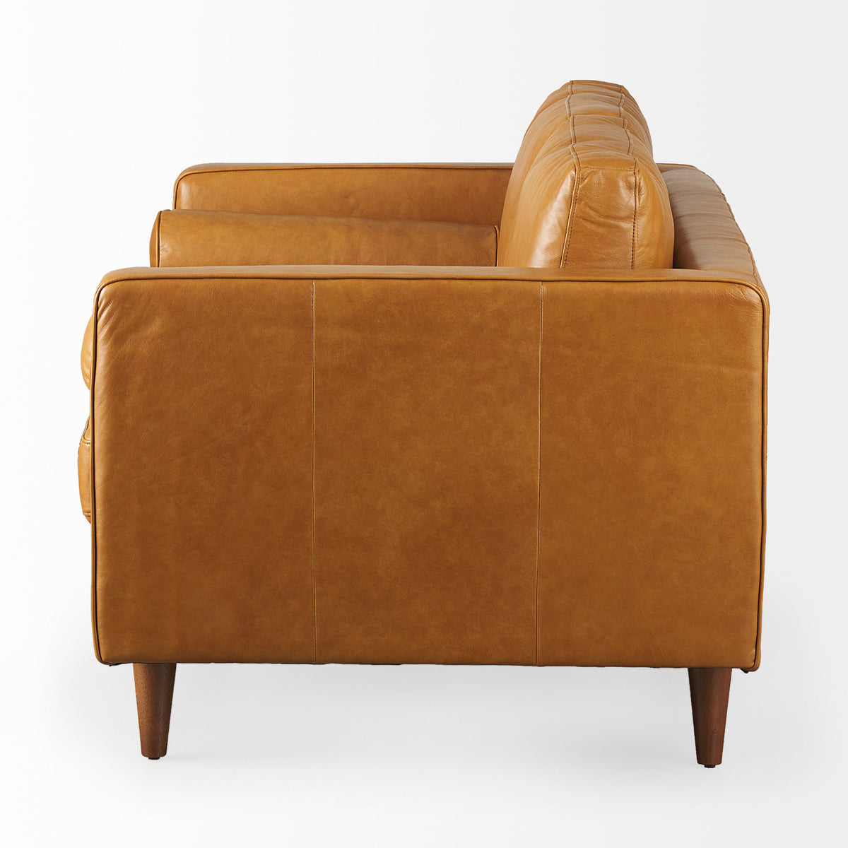 Svend 65.0L x 38.0W x 34.0H Tan Leather Love Seat Sofa-Sofa & Sectionals-DECOROLALA