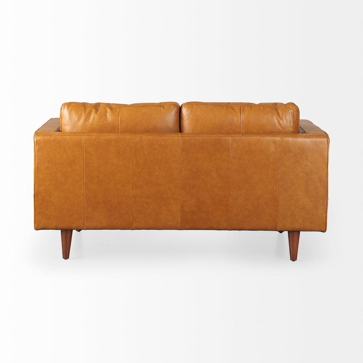 Svend 65.0L x 38.0W x 34.0H Tan Leather Love Seat Sofa-Sofa & Sectionals-DECOROLALA