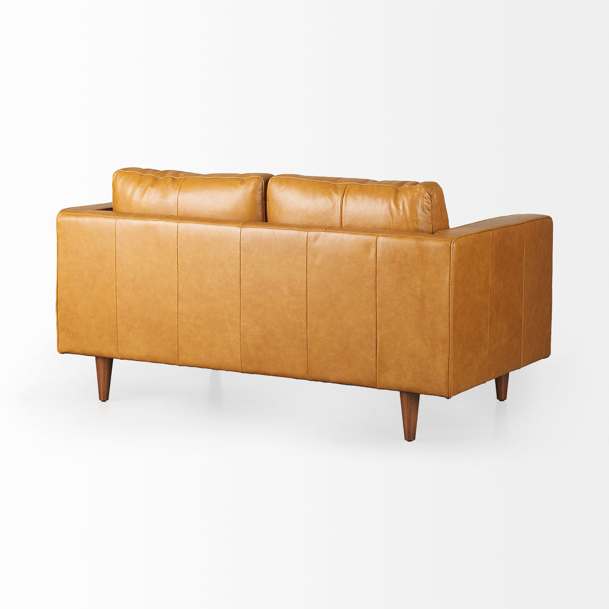 Svend 65.0L x 38.0W x 34.0H Tan Leather Love Seat Sofa-Sofa & Sectionals-DECOROLALA