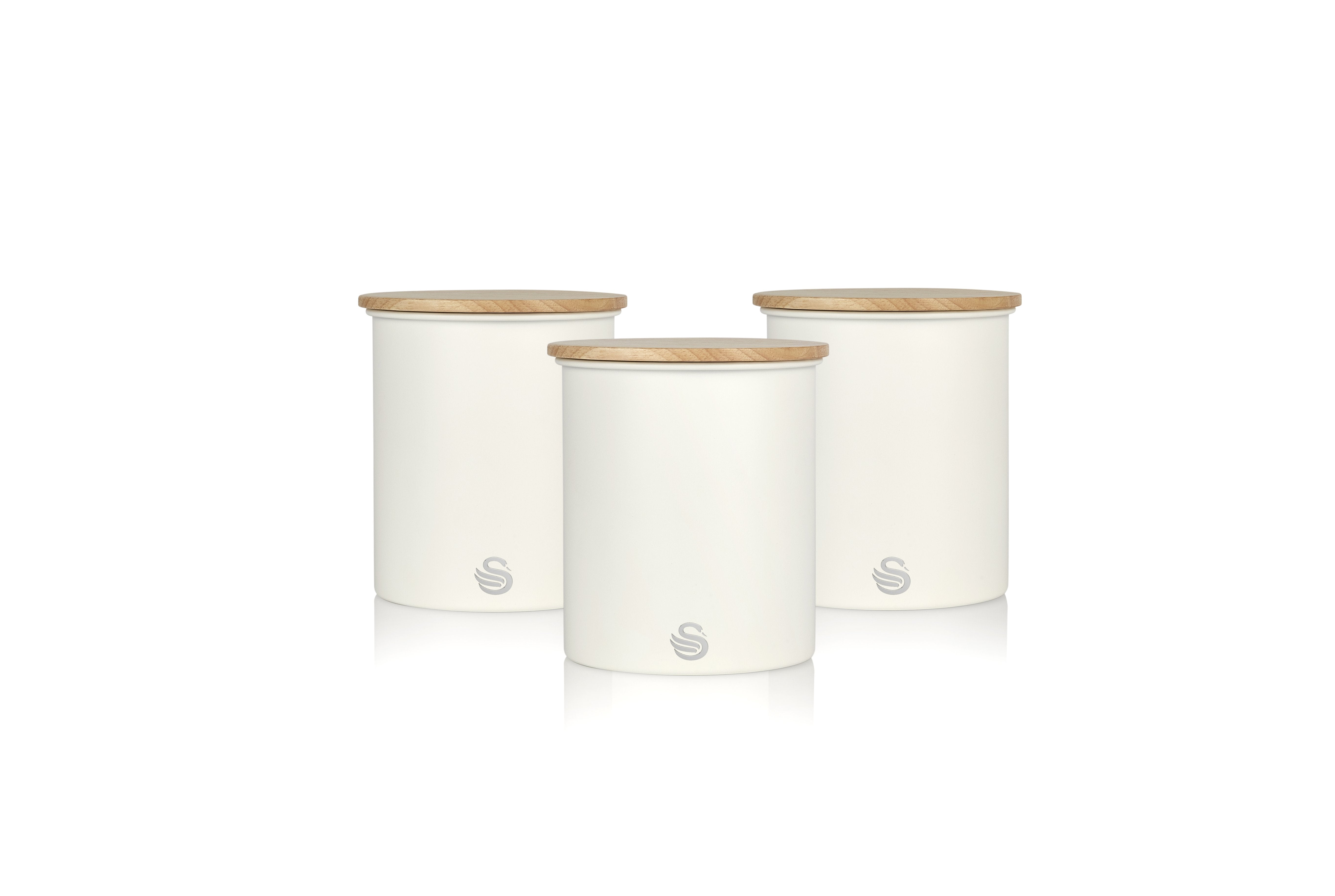 Swan Nordic Set of 3 Airtight Canisters-Food Storage Container-DECOROLALA