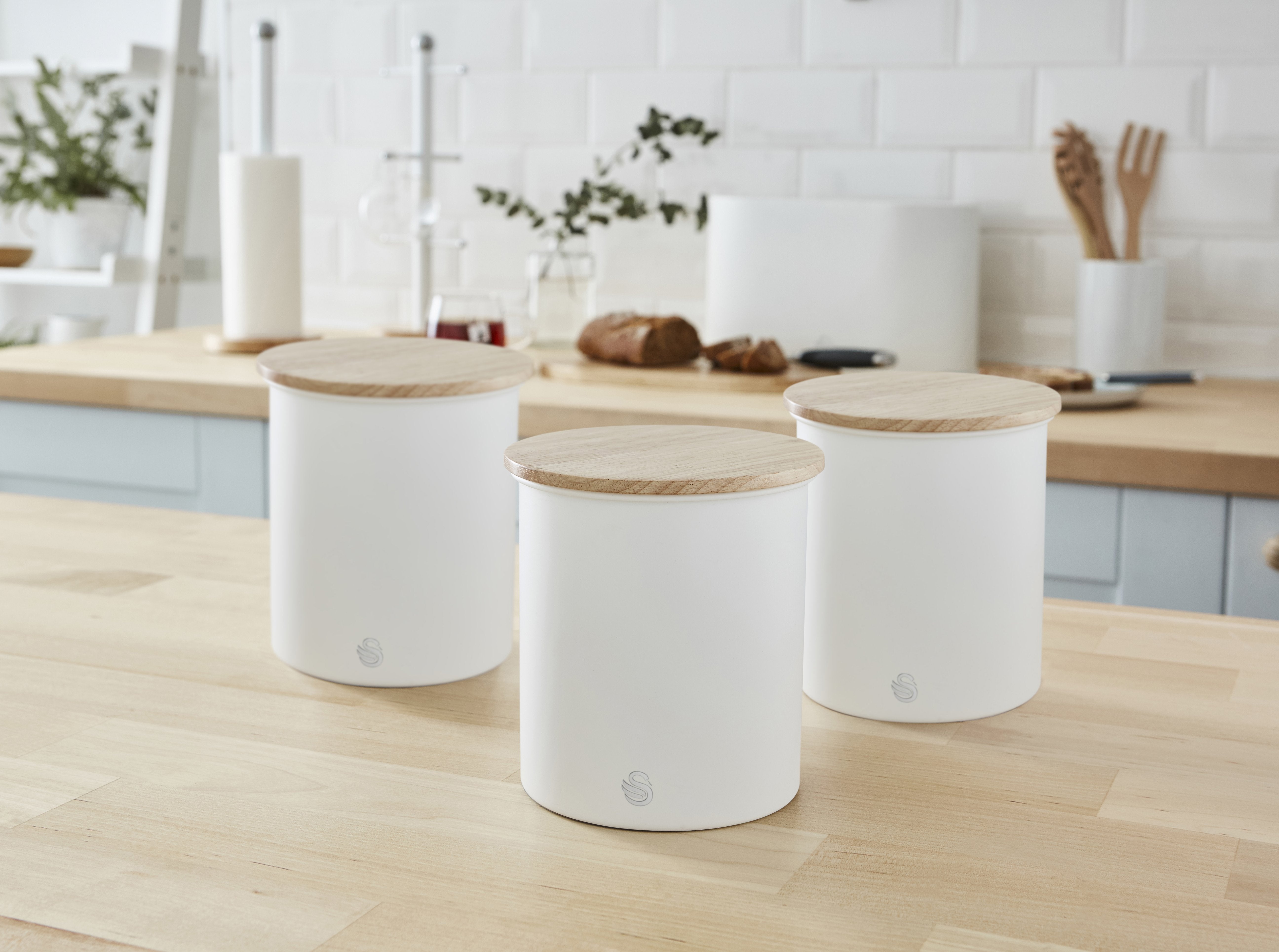 Swan Nordic Set of 3 Airtight Canisters-Food Storage Container-DECOROLALA