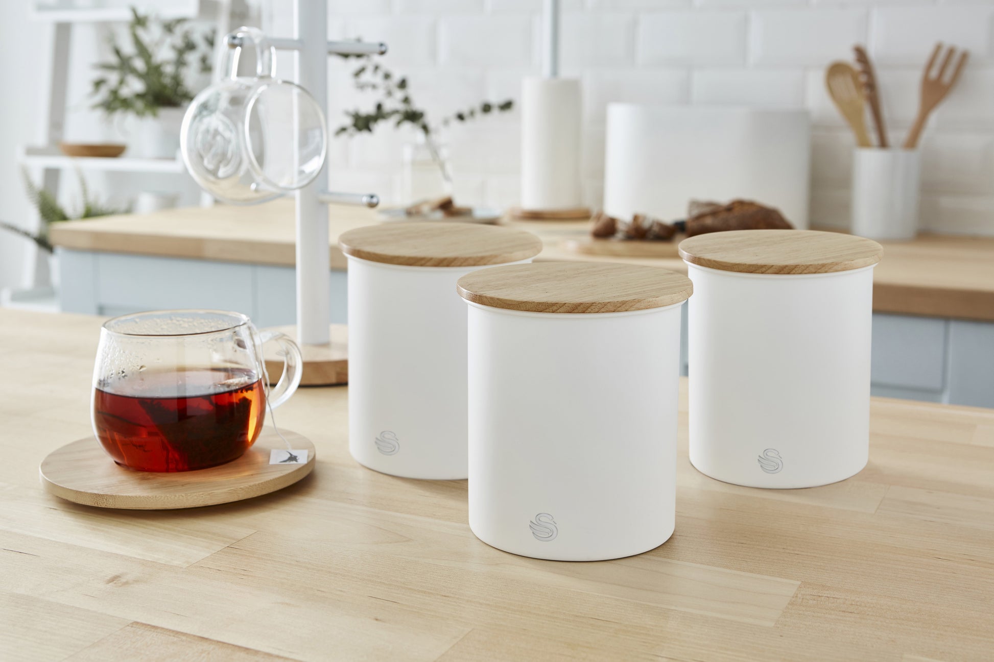 Swan Nordic Set of 3 Airtight Canisters-Food Storage Container-DECOROLALA