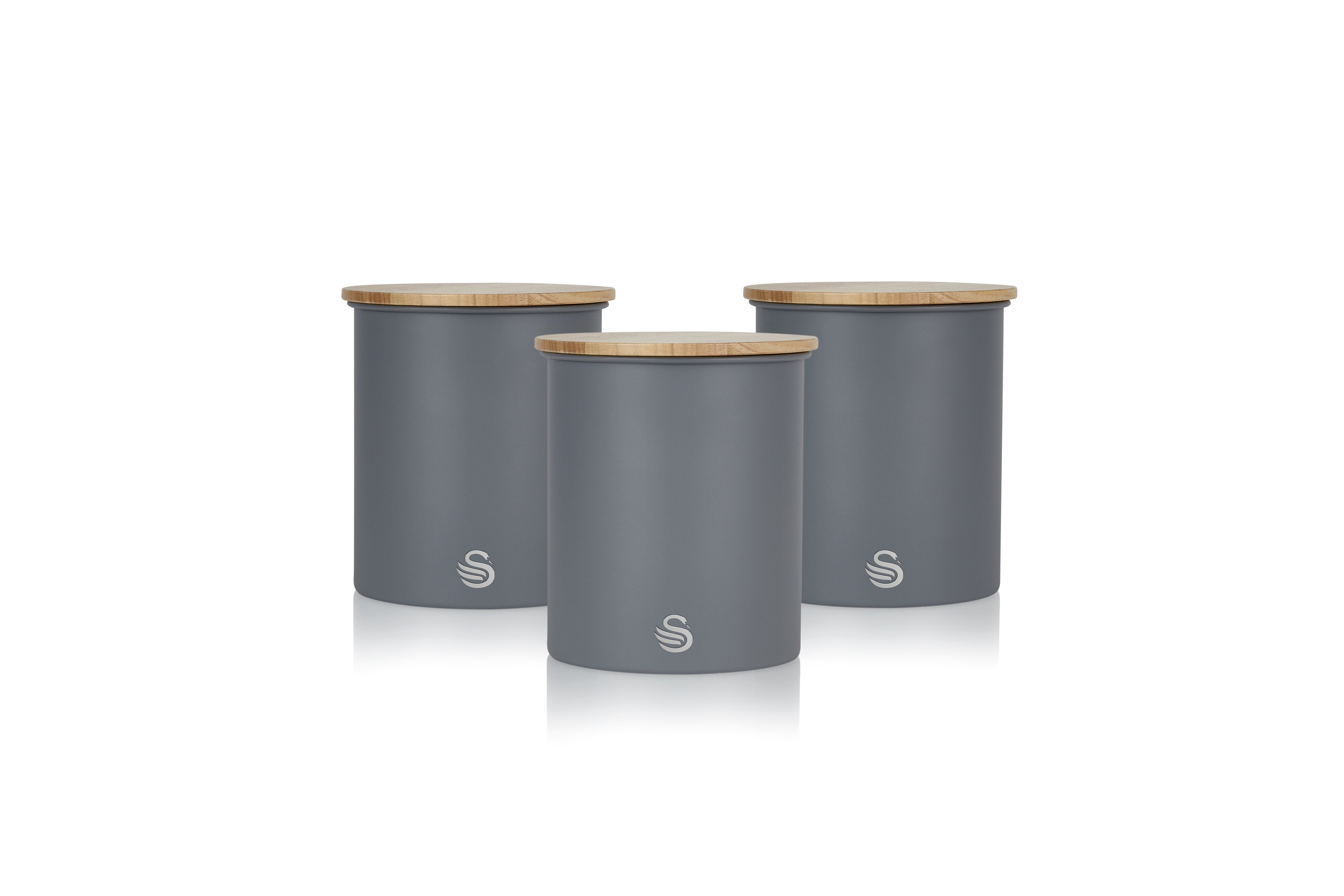 Swan Nordic Set of 3 Airtight Canisters-Food Storage Container-DECOROLALA