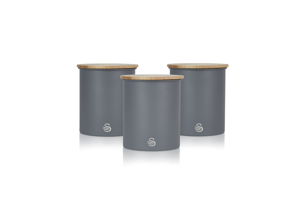 Swan Nordic Set of 3 Airtight Canisters-Food Storage Containers-DECOROLALA
